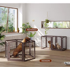 JSB 144-inch Extra Wide 30-inch Tall Dog gate with Door Walk Through, Freestanding Pet Gate for Halls, Stairs & Home, Pet Puppy Safety Dog Fence with 2PCS Support Feet (Espresso)
