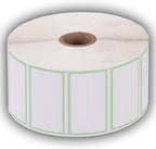 2.25" X 1.25" Direct Thermal Perforated Stickers Labels for Barcodes, Address, Consignment - Compatible with Zebra, Rollo, Godex and More (Green Border, 6 Rolls)