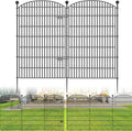 No Dig Decorative Garden Fence 4 Panels with Gate, 48 in (H) x 10.4 ft (L), Dog Fence Outdoor for Yard，Rustproof Metal Animal Barrier Ground Stakes Fencing for Garden, Patio, Flower Bed