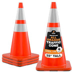 Xpose Safety 28 Inch Orange Traffic Cones with 6" & 4" Collars, 4-Pack - Multipurpose PVC Plastic Safety Cone for Parking, Soccer, Caution, Kids and Construction - DOT Approved