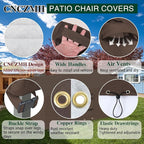Heavy Duty Patio Furniture Covers Waterproof, 600D Outdoor Furniture Cover Waterproof for Sectional Sofa Couch, Outdoor Dining Table and Chair Set Covers 52''L x 22''W x 35''H, Brown