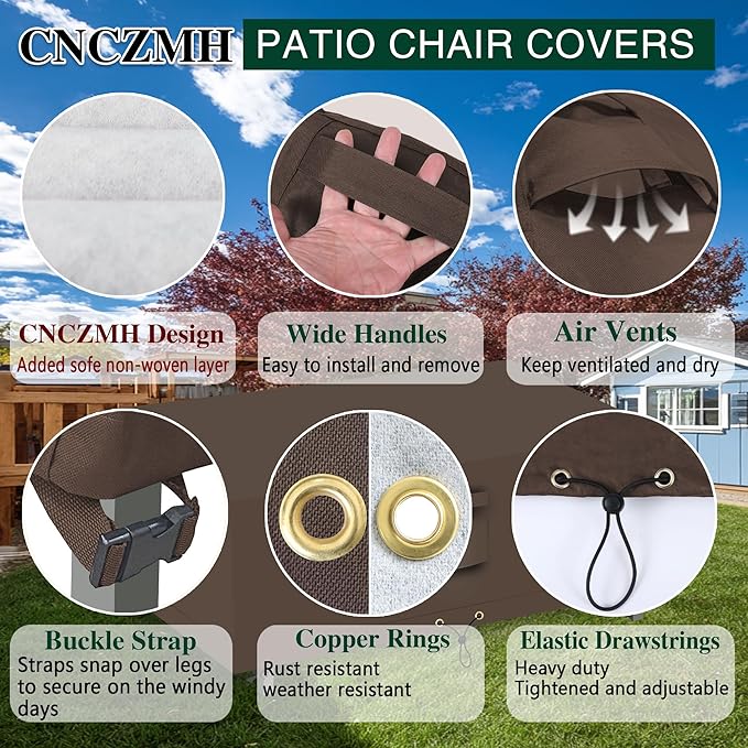 Heavy Duty Patio Furniture Covers Waterproof, 600D Outdoor Furniture Cover Waterproof for Sectional Sofa Couch, Outdoor Dining Table and Chair Set Covers 52''L x 22''W x 35''H, Brown