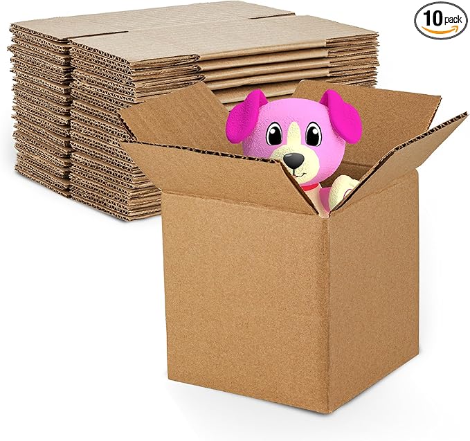MT Products Sturdy Kraft Corrugated Cardboard Shipping Boxes 6" x 6" x 6" - Small Mailing/Moving Boxes for Transport - Pack of 10