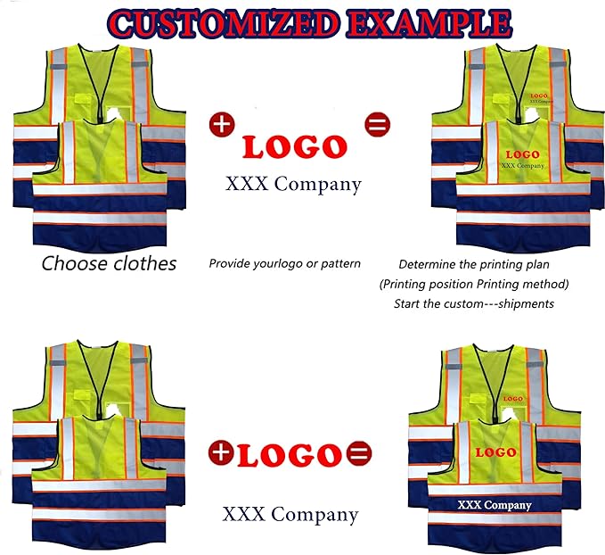 Personalized High Visibility Reflective Safety Vest Custom Your Text Protective Workwear Outdoor Work Vest