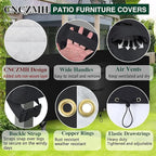 Heavy Duty Patio Furniture Covers Waterproof, 600D Outdoor Furniture Cover Waterproof for Sectional Sofa Couch, Outdoor Dining Table and Chair Set Covers 64''L x 52''W x 28''H, Black