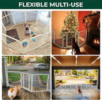 FXW Dog Gate Extra Wide Designed for Indoor Use, Adjustable Width Up to 137-inch Wide (24" H 6 Wire Panels for Puppies and Small Dogs), White