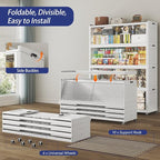 240 Gallon Extra Large Collapsible Storage Bin with Lid, 960QT Stackable Plastic Organizer with 6x Wheels, Foldable Drawer Cabinet for Closet, Living Room Office, Kitchen 3Pack, White