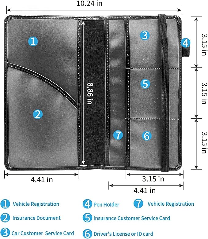 Car Registration and Insurance Holder, Leather Car Glove Box Organizer, Cool Car Accessories for ID, Driver's License Cards & Essential Document, business cards, Men&Women,Blacks Soon Moon Stars