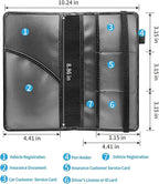 Car Registration and Insurance Holder, Leather Car Glove Box Organizer, Cool Car Accessories for ID, Driver's License Cards & Essential Document,business cards,Men&WomenSkeletons romantic Flower