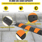 VEVOR Rubber Speed Bump, 1 Pack 2 Channel Speed Bump Hump, 72.8" Long Modular Speed Bump Rated 22000 LBS Load Capacity, 72.8 x 12.2 x 2.2 Garage Speed Bump for Asphalt Concrete Gravel Driveway-6 FT
