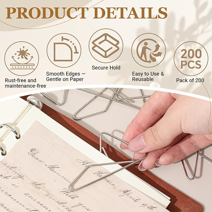 200 Pcs Ideal Paper Clamps Butterfly Clips Large Mental Butterfly Wire 1.5 x 1.26 Inch No. 2 Size Silver Durable Metal Clips for Crafting Sewing Paper Fabric DIY Project Holders