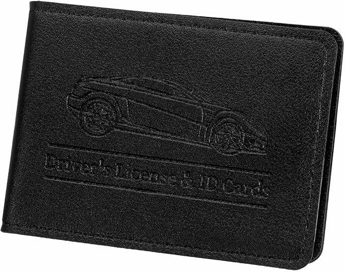 HARFINGTON Car Registration and Insurance Holder PU Leather Vehicle Glove Box Organizer Storage Accessories Car ID Holder with 8 Pockets for License ID Card Bank Card Documents, Black