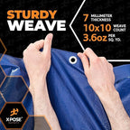 Heavy Blue & Brown Tarp 20' x 20'- Bulk Full Pallet (72 Pack) Weatherproof, Camping, Rain, Wind & Sun - 7 Mil Plastic Tarp Outdoor Cover for Roof, Trailer, RV, Car, Boat - by Xpose Safety