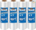 TAPEBEAR 4 Rolls Stretch Wrap Heavy Duty 15" x 1000 Ft, 80 Gauge Industrial Strength Shrink Wrap, High Performance Clear Plastic Wrap Self-Adhering for Furniture Moving, Luggage Packing, Pallet Wrap