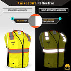 KwikSafety - Charlotte, NC - BIG KAHUNA Safety Vest [11 Pockets] Class 2 ANSI OSHA Reflective Vest Durable High Visibility Vest Construction Safety Vest for Men Industrial Work Gear/Yellow Small