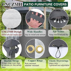 Heavy Duty Patio Furniture Covers Waterproof, 600D Round Outdoor Furniture Cover Waterproof for Sectional Sofa Couch, Outdoor Dining Table and Chair Set Covers 20"DIA x 23"H, Grey