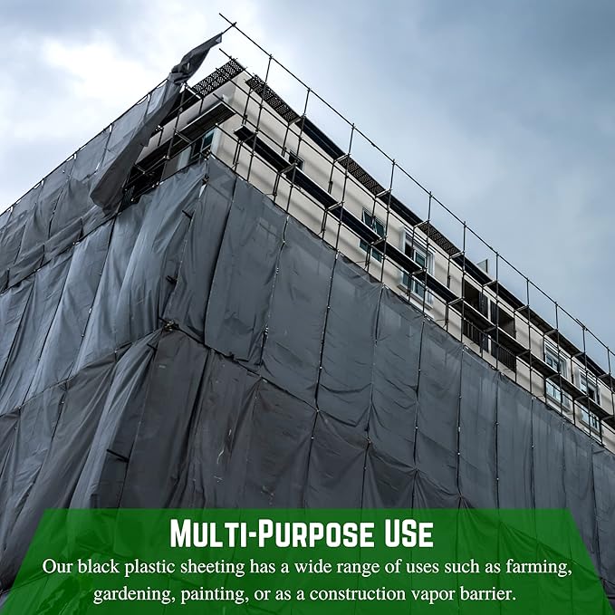 Farm Plastic Supply - Black Plastic Sheeting - 6 mil - (24' x 100') - Black Plastic Tarp, Polyethylene Vapor Barrier Plastic Sheeting, Black Painters Tarp, Roll of Heavy Duty Plastic