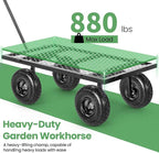 Homdox MAX 880LB Garden Cart, Heavy Duty Garden Wagon, Mesh Foldable Garden Cart, Pullable Gardens Wagon with 180° Rotating Handle, Collapsible Garden Carts for Yard Beach Farm, Black with Bag