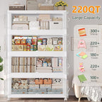 165Gal Stackable Storage Bins with Lid and Wheels, 660QT Plastic Collapsible Storage Boxes with Doors, Closet Organizer and Storage Cabinet for Home Kitchen Office Dorm Room, 3Pack White