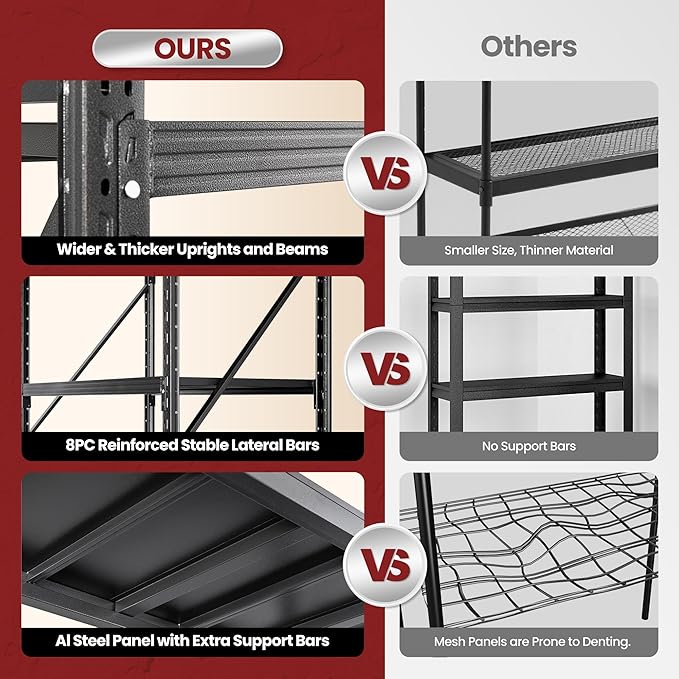 75" Wide Industrial Storage Shelves, 9000LBS Garage Shelving Heavy Duty, Standing Shelf Units, 4 Tier Metal Adjustable Storage Shelving Rack for Shop Warehouse Basement, 75'' W x 24''D x 70'' H