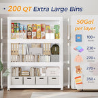 200Gal Plastic Stackable Storage Bins with Lid, 800Qt Collapsible Closet Organizer and Storage, Folding Storage Box with Wheels and Clear Doors for Home Kitchen Office Dorm Room, 4Pack White