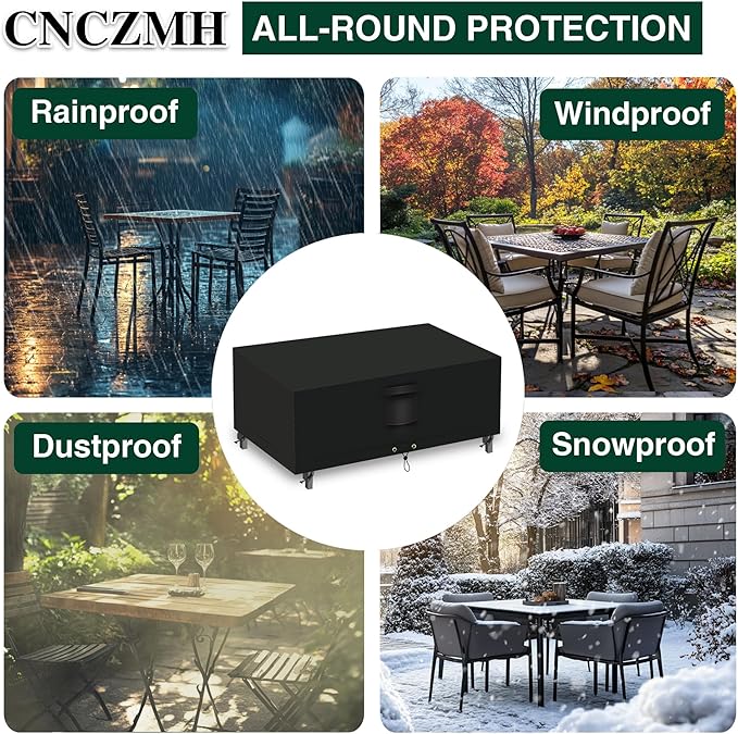Heavy Duty Patio Furniture Covers Waterproof, 600D Outdoor Furniture Cover Waterproof for Sectional Sofa Couch, Outdoor Dining Table and Chair Set Covers 42''L x 24''W x 18''H, Black