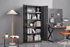 Garage Storage Cabinet with 2 Lockable Doors, Adjustable Shelves Metal Storage Cabinet, Kitchen Pantry Storage Cabinet, Heavy-Duty Steel Cabinet for Home, 71'H, Black