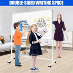 Large Rolling White Boards on Wheels 60 X 48 Magnetic Dry Erase Board with Stand, Double-Sided Mobile Whiteboard with Stands, 5' x 4' White Board with Eraser & Marker & Magnet & Calendar