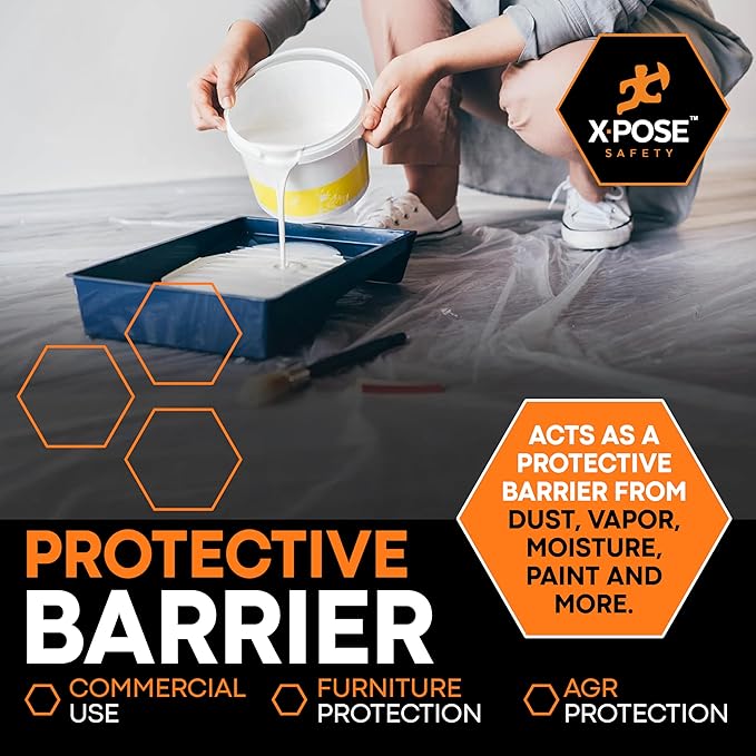 Xpose Safety Clear Plastic Sheeting (Bulk Full Pallet 50 Pack) – 10' x 100' Rolls – Heavy Duty 4 Mil Poly Sheet – Waterproof, Dustproof, Vapor Barrier – for Construction, Painting, Industrial Use