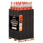 Xpose Safety 18 Inch Orange Traffic Cones 6" Collar - Bulk Half Pallet 450 Pack Multipurpose PVC Plastic Safety Cone for Parking, Soccer, Caution, Kids, and Construction - DOT Approved