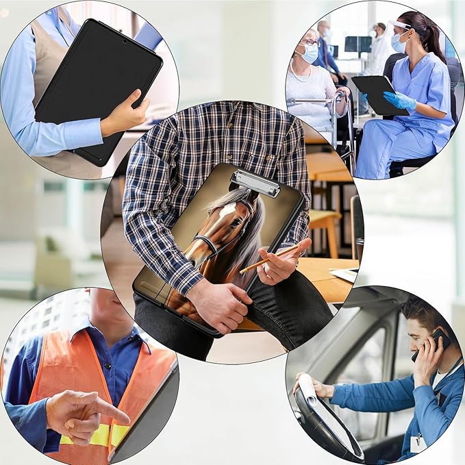 Clipboard with Storage,Office Supplies Nursing Clipboards Folder with Pen Holder Plastic Foldable Clip Board with Storage for Nurse Teacher,Beautiful Horse