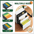 Letaya 3 Drawer Mobile File Cabinet with Lock, Under Desk Metal Filing Cabinets for Home Office Organizer Letters/Legal/A4(Fully Assembled-White)