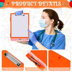 Crtiin 12 Pcs Plastic Clipboard with Storage Colored A4 Nursing Holder Heavy Duty Waterproof Storage Clipboard Folder for Office School Nurses Teacher Essentials (Bright Color)