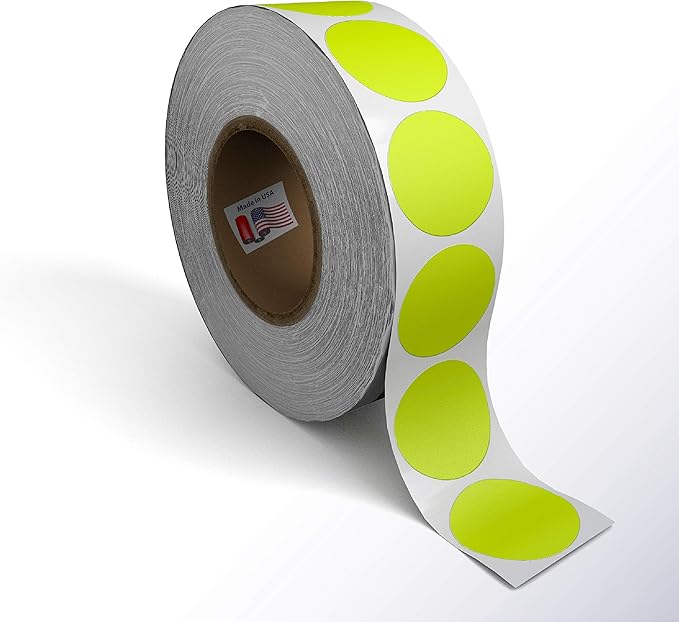Kenco Color Coding Circle Dot Sticker Labels on a roll (Bright Yellow, 2 INCH 500 Stickers)