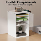 6 Tier Adjustable Countertop Mail Sorter, Mailboxes With Name Slots, Literature Organization Paper Storage Slot, Office Desk File Organizer, Wooden Desktop Mailbox for Classroom, White