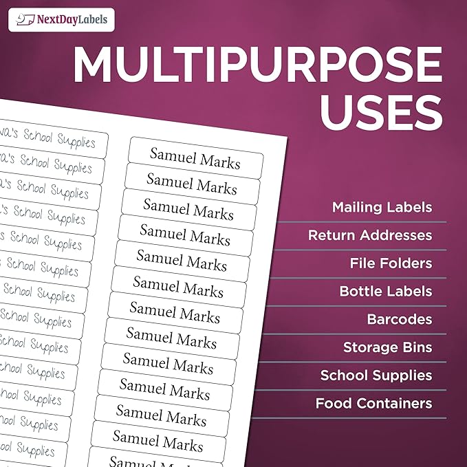 NextDayLabels - 3-7/16" x 2/3" Rectangular Sticker Labels for Printer - White Laser/Inkjet Printer Labels Return Address Labels Shipping Label Stickers (250 Sheets, 30 Per Sheet, 7500 Labels)