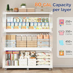 320Gal Extra Large Stackable Storage Bins with Lid, 1280Qt Collapsible Storage Box with Wheels, Closet Organizers and Storage Cabinet Container for Home, Kitchen, Office, 4Pack White Clear