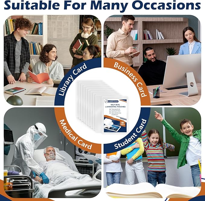10 Pack 10 Mil 4"x6" Self Sealing Laminating Pouches Self Adhesive Lamination Pouches Clear Laminate Sheets for Office School Home Supplies(No Heat Laminating Sheets & No Laminator Machine Need)