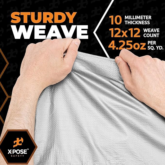 Heavy Duty Poly Tarp 20' x 40' - Bulk Half Pallet (30 Pack) Thick Waterproof, UV Blocking Protective Cover - Reversible Silver & Black - 10 Mil Thick Polyethylene - by Xpose Safety