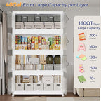 960QT Extra Large Stackable Storage Bins with Lid & Wheels & Doors, 240Gal Foldable Collapsible Closet Organizers, Plastic Cabinet Box Container Drawer for Home Kitchen Bedroom, 6Pack White