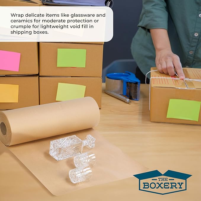 The Boxery Kraft/Brown Kraft Paper Roll, 12” x 5520” (460’)-70lb. Thickness Extra-Heavy Duty Brown Wrapping Paper,Natural Kraft Packing Paper,Void Fill,Arts and Crafts,Bulletin Boards, Gift Wrapping