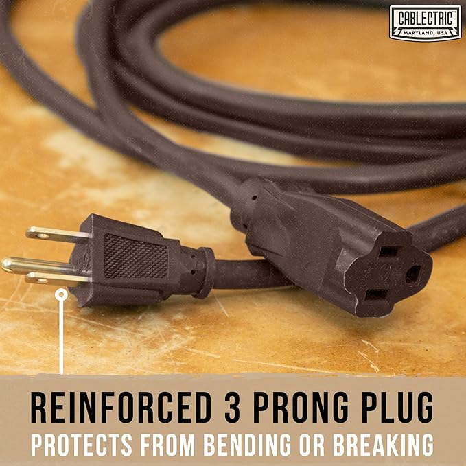 Brown 100' Extension Cord, 16/3 Heavy Duty Cable with 3 Prong Grounded Plug for Safety, 15 AMP for Garden, Lawn, Tools & Major Appliances, 100' Outdoor Extension Cord 3 Prong