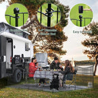 4 Panels No Dig Dog Fence Outdoor for Yard, 48 in(H) X 10.5 ft(L) Decorative Tall Garden Fence Animal Barrier, Rustproof Metal Wire Garden Edging and Borders, Temporary Fencing Stakes
