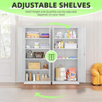 Crownland 72" Metal Storage Cabinet, Lockable Garage Storage Cabinets, High Office Cabinet with Adjustable Shelves for Home Office, Garage, Classroom, Pantry, File(White-Narrow Size)