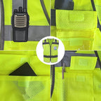 TCCFCCT Mesh Hi Vis Vest 5 Pockets High Visibility Reflective Safety Vest for Men Women, Neon Construction Vest with Horizontal Strip for Walkie-talkie and ID Card, Meets ANSI/ISEA Standards, Yellow,