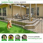 10 Panels Garden Tube Fence with Gate, 36in(H)×21.6ft(L) Tall No Dig Fence Animal Barrier, Heavy Duty Metal Decorative Garden Edging Border, Ground Defense Temporary Fencing for Outdoor Yard, Black