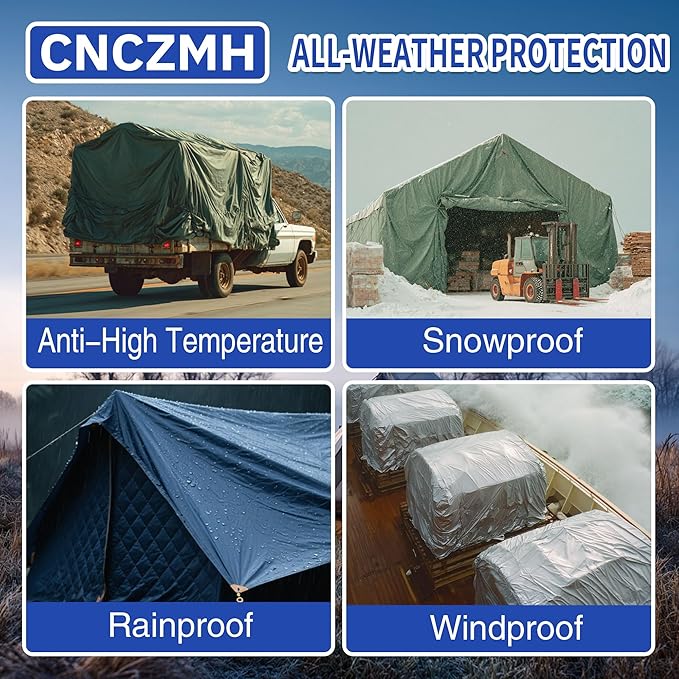 Tarp Waterproof 10x20 Feet, 8 Mil Thick Finished Size Silver/Blue Poly Tarpaulin Outdoor, Metal Grommets, Reinforced Edges, Multipurpose Tarps Protective Cover for Camping Boat Plant