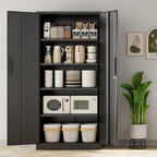 INTERGREAT Metal Storage Cabinet with Lock, 72" H Lockable Metal Storage Cabinet with Locking Doors, Steel Storage Lockers with Adjustable Shelves for Office, Home, Garage, Gym, School (Black)