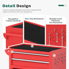Greenvelly 8-Drawer Rolling Tool Chest, Metal Tool Chest with Wheels, Tool Cabinet with Detachable Top Tool Box, Metal Tool Cart with Liner & Hooks for Garage, Workshop, Warehouse (Red)