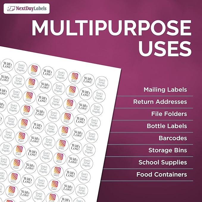 NextDayLabels – 3/4 Inch Round Labels - Round Sticker Labels for Printer - Matte White Blank Laser/Inkjet Printer Labels - Circle Stickers Printable Labels (500 Sheets, 108 Per Sheet, 54000 Labels)